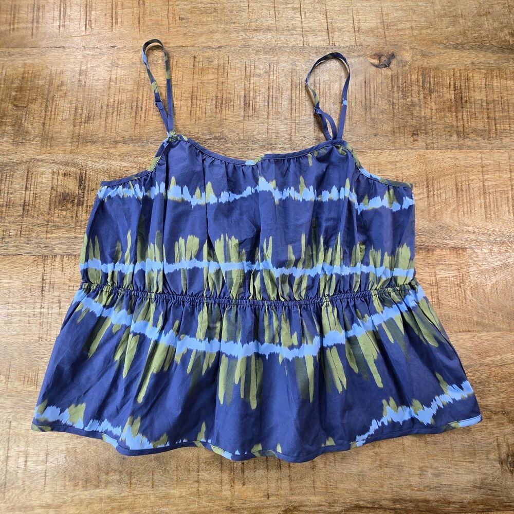 RicherPoorer Stella Tiered Tank Top Blue Green Print Flowy Cami S NWT